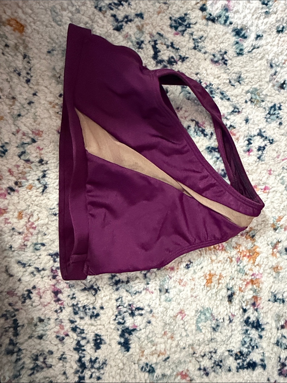 AA DANCEWEAR maroon one shoulder sports bra
